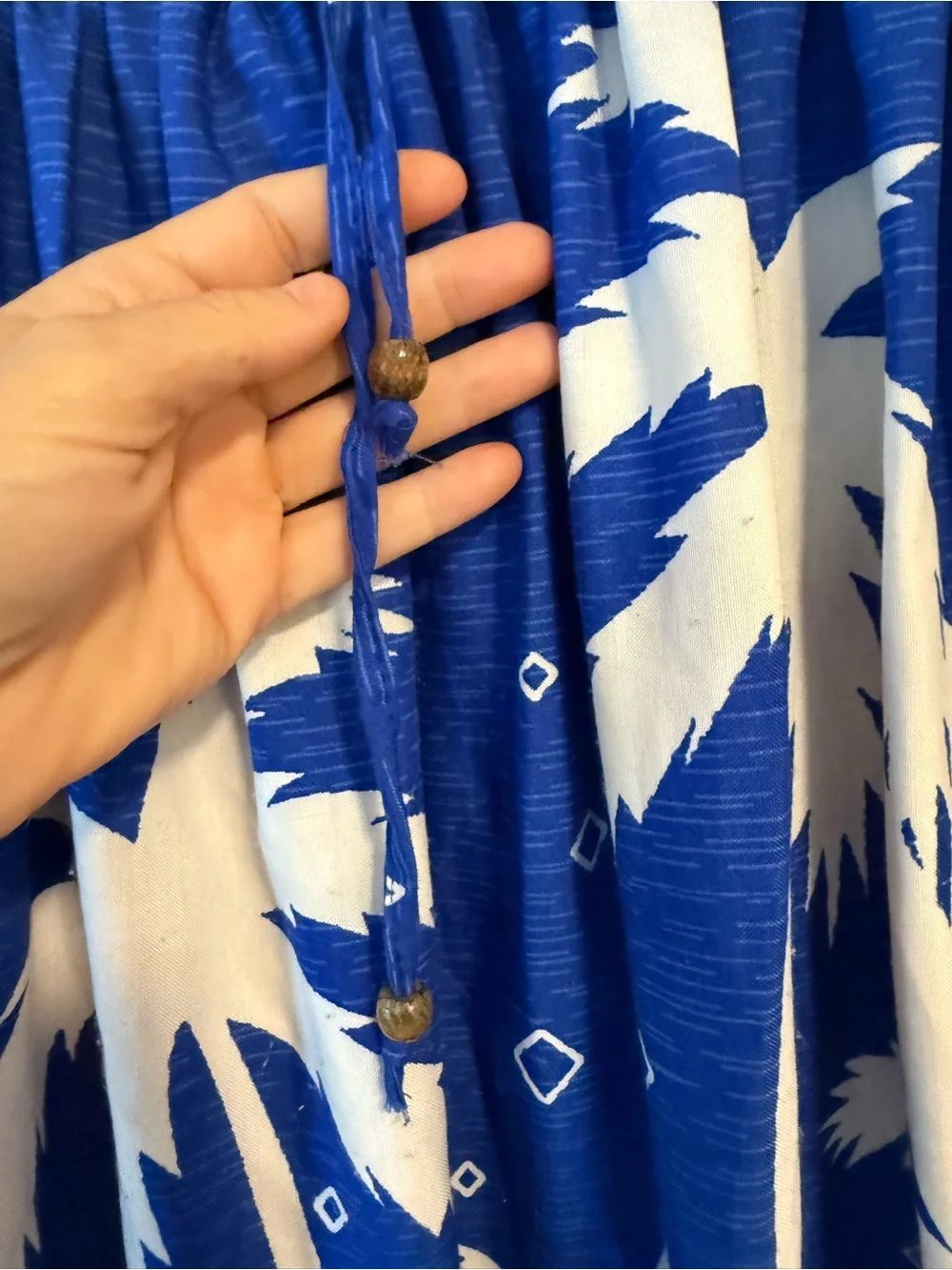 Blue and White Tropical Palm Print Skirt womens size L - Picture 2 of 5